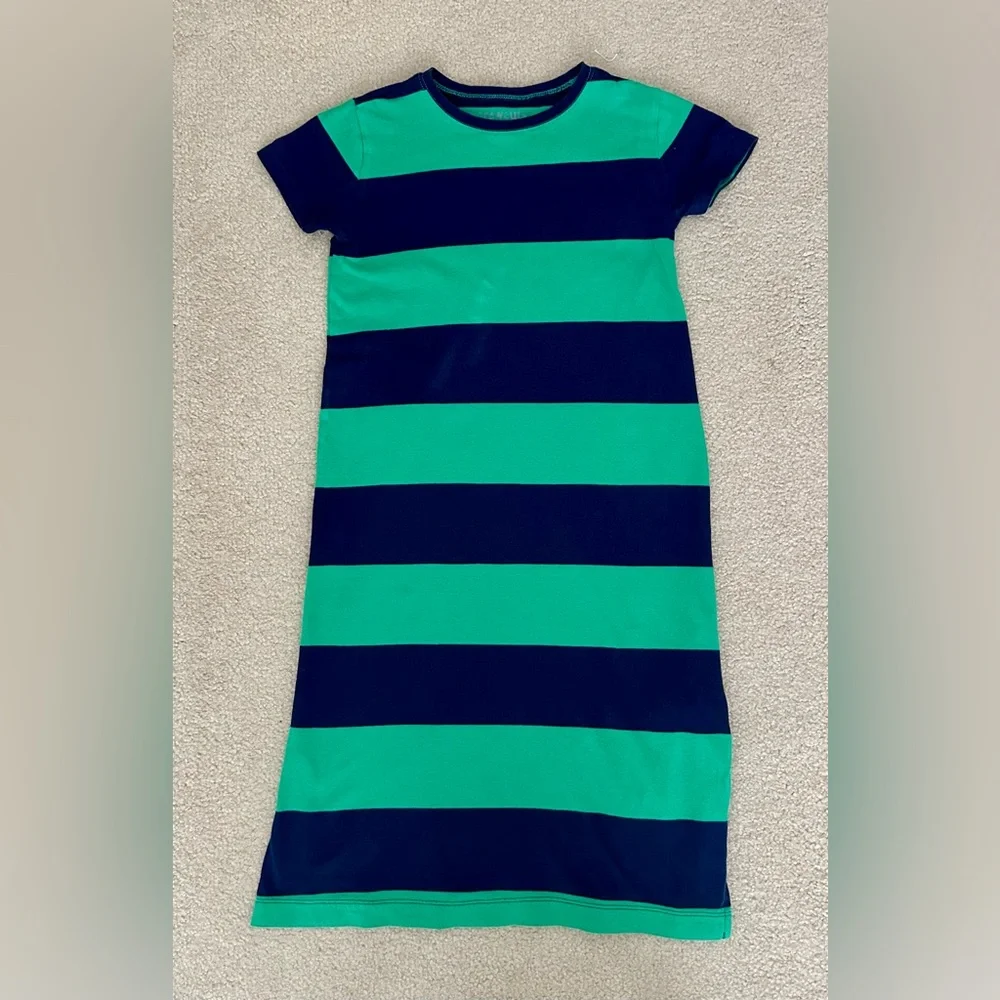 J. Crew, Stripe, Navy & Green, Cotton Maxi Dress Sz 7 Excellent Condition